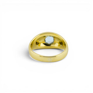 Ring aus 585 Gelbgold mit Aquamarin und Brillant, nachhaltiger second-hand Schmuck perfekt aufgearbeitet