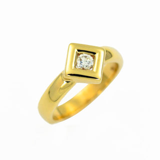 Brillantring aus 585 Gelbgold, nachhaltiger second hand Schmuck perfekt aufgearbeitet
