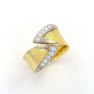 Brillantring aus 585 Gelb- und Weißgold, nachhaltiger second hand Schmuck perfekt aufgearbeitet