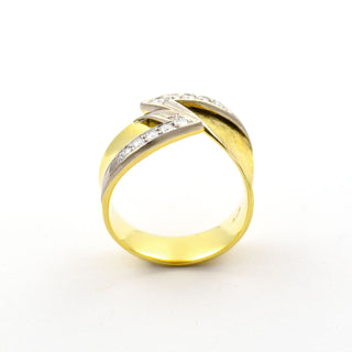 Brillantring aus 585 Gelb- und Weißgold, nachhaltiger second hand Schmuck perfekt aufgearbeitet