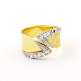 Brillantring aus 585 Gelb- und Weißgold, nachhaltiger second hand Schmuck perfekt aufgearbeitet