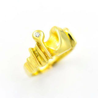 Brillantring aus 585 Gelbgold, nachhaltiger second hand Schmuck perfekt aufgearbeitet