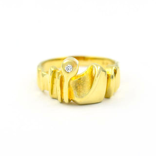 Brillantring aus 585 Gelbgold, nachhaltiger second hand Schmuck perfekt aufgearbeitet