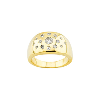 Brillantring aus 750 Gelbgold mit Diamant, nachhaltiger second-hand Schmuck perfekt aufgearbeitet