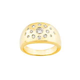 Brillantring aus 750 Gelbgold mit Diamant, nachhaltiger second-hand Schmuck perfekt aufgearbeitet