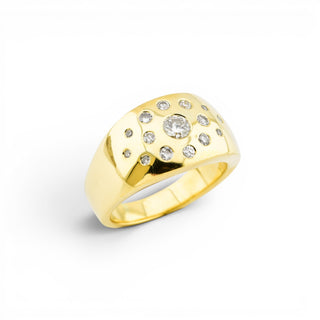 Brillantring aus 750 Gelbgold mit Diamant, nachhaltiger second-hand Schmuck perfekt aufgearbeitet