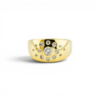 Brillantring aus 750 Gelbgold mit Diamant, nachhaltiger second-hand Schmuck perfekt aufgearbeitet