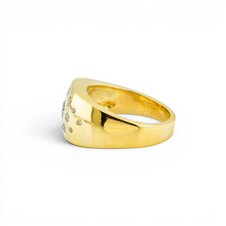 Brillantring aus 750 Gelbgold mit Diamant, nachhaltiger second-hand Schmuck perfekt aufgearbeitet