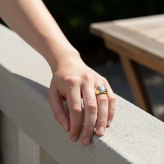 Brillantring aus 750 Gelbgold mit Diamant, nachhaltiger second-hand Schmuck perfekt aufgearbeitet