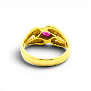 Rubinring aus 585 Gelbgold mit Brillant, nachhaltiger second hand Schmuck perfekt aufgearbeitet