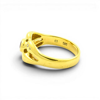 Rubinring aus 585 Gelbgold mit Brillant, nachhaltiger second hand Schmuck perfekt aufgearbeitet