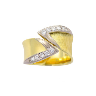 Brillantring aus 585 Gelb- und Weißgold, nachhaltiger second hand Schmuck perfekt aufgearbeitet