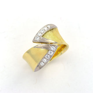 Brillantring aus 585 Gelb- und Weißgold, nachhaltiger second hand Schmuck perfekt aufgearbeitet