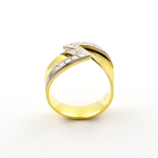 Brillantring aus 585 Gelb- und Weißgold, nachhaltiger second hand Schmuck perfekt aufgearbeitet