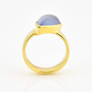 Ring aus 750 Gelbgold mit Chalcedon, nachhaltiger second hand Schmuck perfekt aufgearbeitet