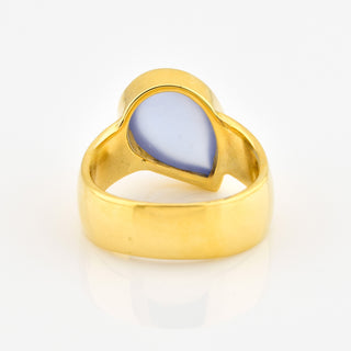 Ring aus 750 Gelbgold mit Chalcedon, nachhaltiger second hand Schmuck perfekt aufgearbeitet