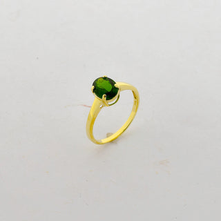 Ring aus 585 Gelbgold mit Chromdiopsid, nachhaltiger second hand Schmuck perfekt aufgearbeitet