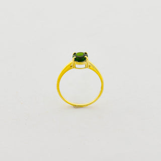 Ring aus 585 Gelbgold mit Chromdiopsid, nachhaltiger second hand Schmuck perfekt aufgearbeitet