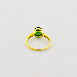 Ring aus 585 Gelbgold mit Chromdiopsid, nachhaltiger second hand Schmuck perfekt aufgearbeitet
