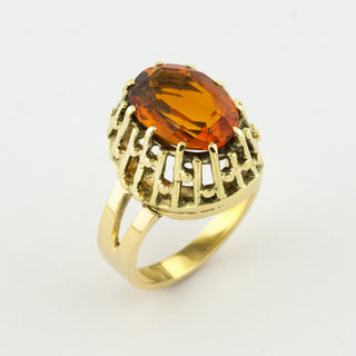 Ring aus 585 Gelbgold mit Citrin, nachhaltiger second hand Schmuck perfekt aufgearbeitet
