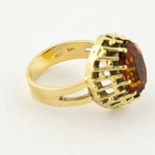 Ring aus 585 Gelbgold mit Citrin, nachhaltiger second hand Schmuck perfekt aufgearbeitet
