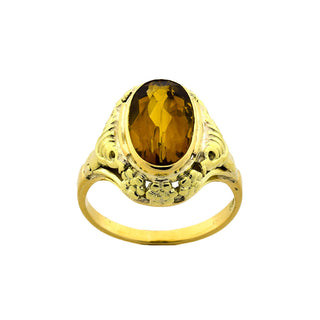 Ring aus 585 Gelbgold mit Citrin, nachhaltiger second hand Schmuck perfekt aufgearbeitet