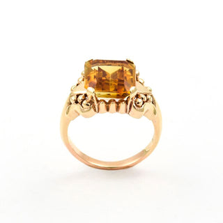 Ring aus 585 Gelbgold mit Citrin, nachhaltiger second hand Schmuck perfekt aufgearbeitet