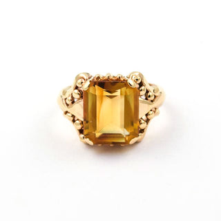 Ring aus 585 Gelbgold mit Citrin, nachhaltiger second hand Schmuck perfekt aufgearbeitet