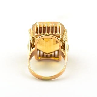 Ring aus 585 Gelbgold mit Citrin, nachhaltiger second hand Schmuck perfekt aufgearbeitet