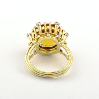 Ring aus 585 Gelbgold mit Citrin und Diamant, nachhaltiger second hand Schmuck perfekt aufgearbeitet