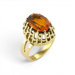 Ring aus 585 Gelbgold mit Citrin, nachhaltiger second hand Schmuck perfekt aufgearbeitet