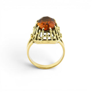 Ring aus 585 Gelbgold mit Citrin, nachhaltiger second hand Schmuck perfekt aufgearbeitet