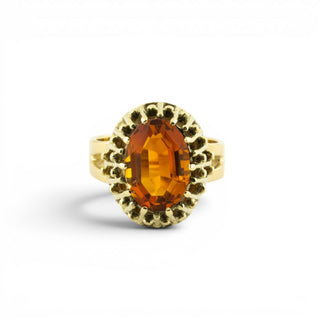 Ring aus 585 Gelbgold mit Citrin, nachhaltiger second hand Schmuck perfekt aufgearbeitet