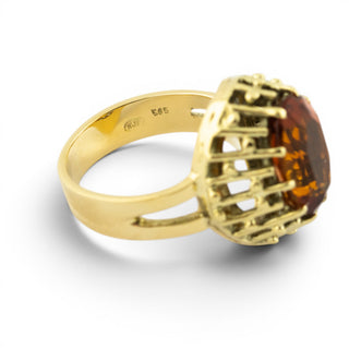Ring aus 585 Gelbgold mit Citrin, nachhaltiger second hand Schmuck perfekt aufgearbeitet