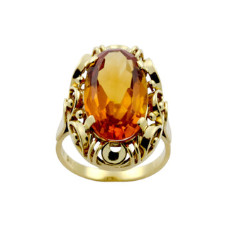 Ring aus 585 Gelbgold mit Citrin, nachhaltiger second hand Schmuck perfekt aufgearbeitet