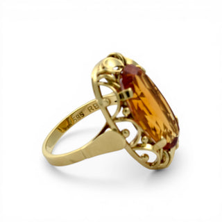 Ring aus 585 Gelbgold mit Citrin, nachhaltiger second hand Schmuck perfekt aufgearbeitet