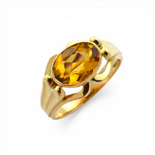 Ring aus 585 Gelbgold mit Citrin, nachhaltiger second hand Schmuck perfekt aufgearbeitet