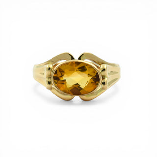 Ring aus 585 Gelbgold mit Citrin, nachhaltiger second hand Schmuck perfekt aufgearbeitet