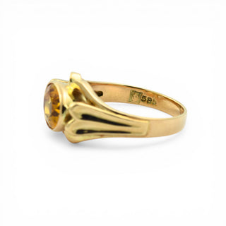 Ring aus 585 Gelbgold mit Citrin, nachhaltiger second hand Schmuck perfekt aufgearbeitet