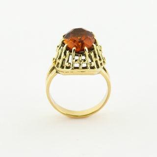 Ring aus 585 Gelbgold mit Citrin, nachhaltiger second hand Schmuck perfekt aufgearbeitet