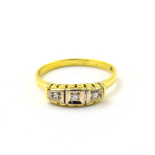 Diamantring aus 585 Gelbgold, nachhaltiger second hand Schmuck perfekt aufgearbeitet