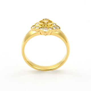 Diamantring aus 750 Gelbgold mit Brillant, nachhaltiger second hand Schmuck perfekt aufgearbeitet
