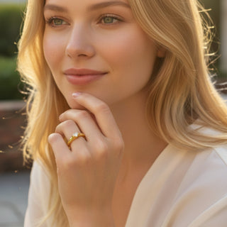 Diamantring aus 750 Gelbgold, nachhaltiger second hand Schmuck perfekt aufgearbeitet