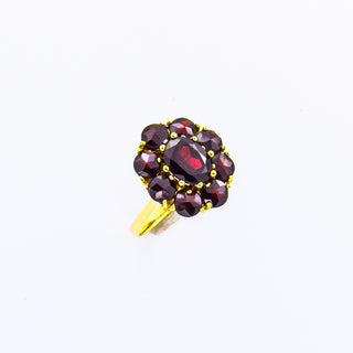 Ring aus 585 Gelbgold mit Granat, nachhaltiger second hand Schmuck perfekt aufgearbeitet
