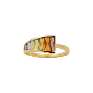 Ring aus 585 Gelbgold mit Granat, Citrin und Peridot, nachhaltiger second-hand Schmuck perfekt aufgearbeitet