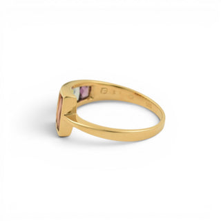 Ring aus 585 Gelbgold mit Granat, Citrin und Peridot, nachhaltiger second-hand Schmuck perfekt aufgearbeitet