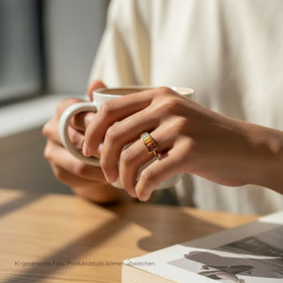 Ring aus 585 Gelbgold mit Granat, Citrin und Peridot, nachhaltiger second-hand Schmuck perfekt aufgearbeitet