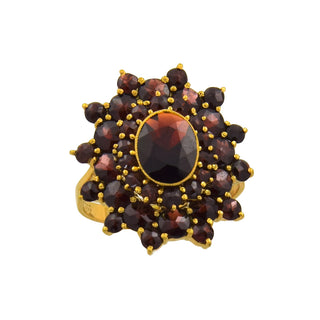 Ring aus 333 Gelbgold mit Granat, nachhaltiger second hand Schmuck perfekt aufgearbeitet