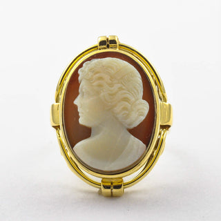 Ring aus 585 Gelbgold mit Kamee/Gemme, hochwertiger second hand Schmuck perfekt aufgearbeitet