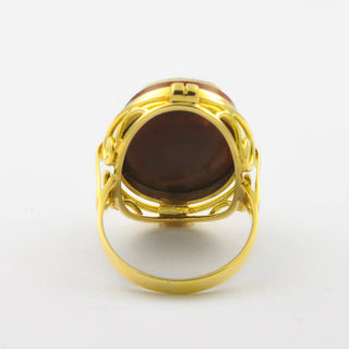 Ring aus 585 Gelbgold mit Kamee/Gemme, hochwertiger second hand Schmuck perfekt aufgearbeitet